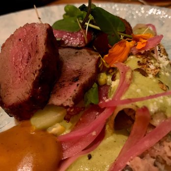 Fearing's Restaurant - Wood Grilled South Texas Sorghum Glazed Antelope - Very tender and not gamey at all. - New American Near Me - Dallas, Texas Fearing's Restaurant - Wood Grilled South Texas Sorghum Glazed Antelope - Very tender and not gamey at all. - New American Near Me - Dallas, Texas
