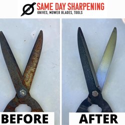 Same Day Sharpening - Garden tool sharpening before and after!