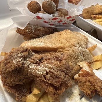Hook Fish & Chicken - Meal #2 - extra side of hush puppies - Chicken Wings Near Me - Gainesville, Florida