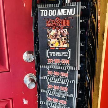 Burns Original BBQ - To go menu - Barbeque Near Me - Houston, Texas