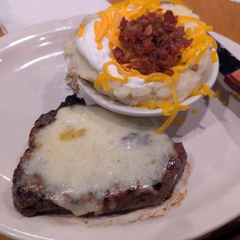 Texas Roadhouse - Hand-Cut Sirloin* with loaded mashed potatoes - Barbeque Near Me - Waterbury, Connecticut