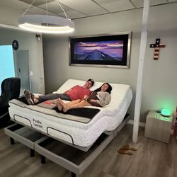Real Deal Sleep - My husband and I trying out the beds