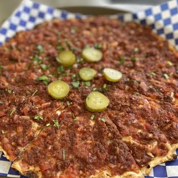 Pita Shack - a pizza with pickles on it - Mediterranean Near Me - Pflugerville, Texas Pita Shack - a pizza with pickles on it - Mediterranean Near Me - Pflugerville, Texas