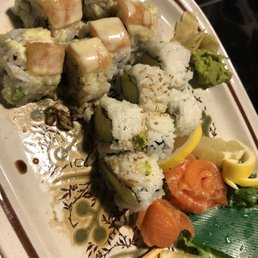 That tiny smidge of salmon is their salmon sake sushimi for $14.
