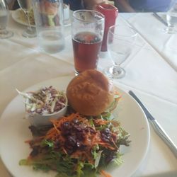 The Hearthside Room - Brisket sandwich with side salad