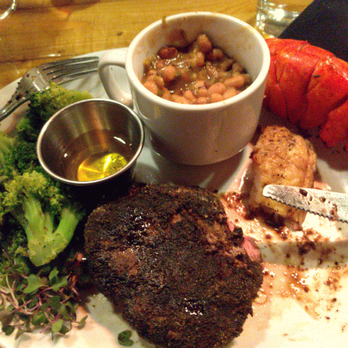 Fahrenheit 132 - Lobster tail and "baseball-cut" sirloin - Steakhouses Near Me - Fredericksburg, Virginia Fahrenheit 132 - Lobster tail and "baseball-cut" sirloin - Steakhouses Near Me - Fredericksburg, Virginia