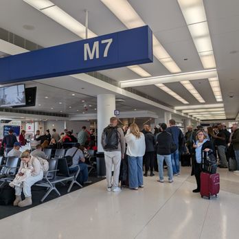 Delta Air Lines - Gate M7 inside Terminal 5 at Chicago O'Hare International Airport (ORD). Delta Air Lines flight bound for Atlanta (Hartsfield, ATL). - Airlines Near Me - Chicago, Illinois Delta Air Lines - Gate M7 inside Terminal 5 at Chicago O'Hare International Airport (ORD). Delta Air Lines flight bound for Atlanta (Hartsfield, ATL). - Airlines Near Me - Chicago, Illinois