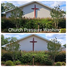 Exterior outside entrance of C & D Pressure Washing - Before and after pictures of church pressure washing - Savannah, Georgia Exterior outside entrance of C & D Pressure Washing - Before and after pictures of church pressure washing - Savannah, Georgia