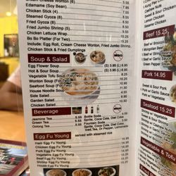 Menu as of July 2026
