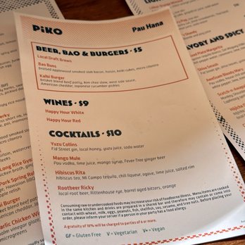 Piko Kitchen + Bar - Happy Hour Menu - Cocktail Bars Near Me - Honolulu, Hawaii Piko Kitchen + Bar - Happy Hour Menu - Cocktail Bars Near Me - Honolulu, Hawaii