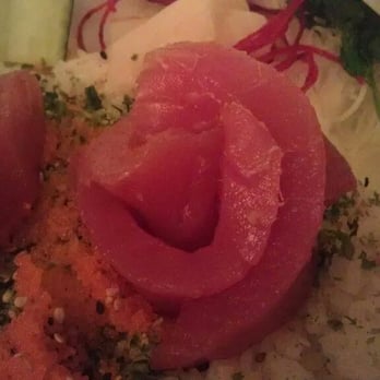 Happy Sushi - A rose out of tuna as part of the Tekka-Don dish. Hiro is quite the artist. - Sushi Bars Near Me - Springfield, Illinois Happy Sushi - A rose out of tuna as part of the Tekka-Don dish. Hiro is quite the artist. - Sushi Bars Near Me - Springfield, Illinois