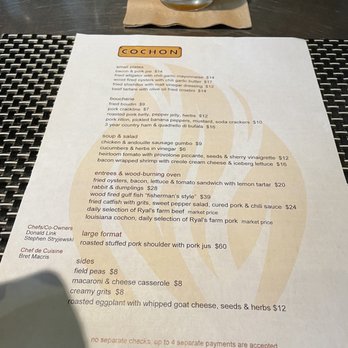 Cochon RESTAURANT - Menu - Cajun/Creole Near Me - New Orleans, Louisiana