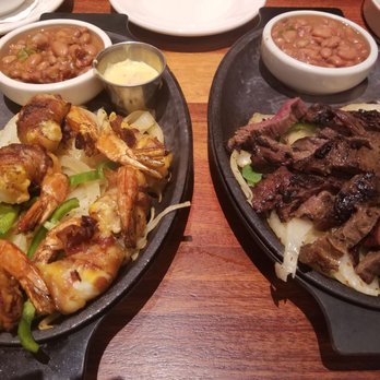 Abuelo's Mexican Restaurant - Bacon-wrapped shrimp fajitas and Beef fajitas. Both are amazing! - Mexican Near Me - Katy, Texas