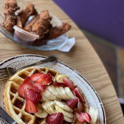 Funk 'n Waffles - Strawberry and Banana Waffle with tenders