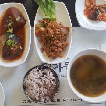 Myung Ga Won - Braised Mackerel with Radish, Pork Bulgogi, Steamed Rice, Miso Soup - Korean Near Me - Tenafly, New Jersey Myung Ga Won - Braised Mackerel with Radish, Pork Bulgogi, Steamed Rice, Miso Soup - Korean Near Me - Tenafly, New Jersey