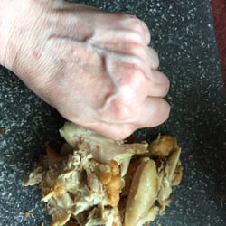 KFC - Amount of chicken I had left after deboning & skinning a 10 piece bucket. Turned it into Kentucky Fried Soup. Make the Un-eatable, edible.
