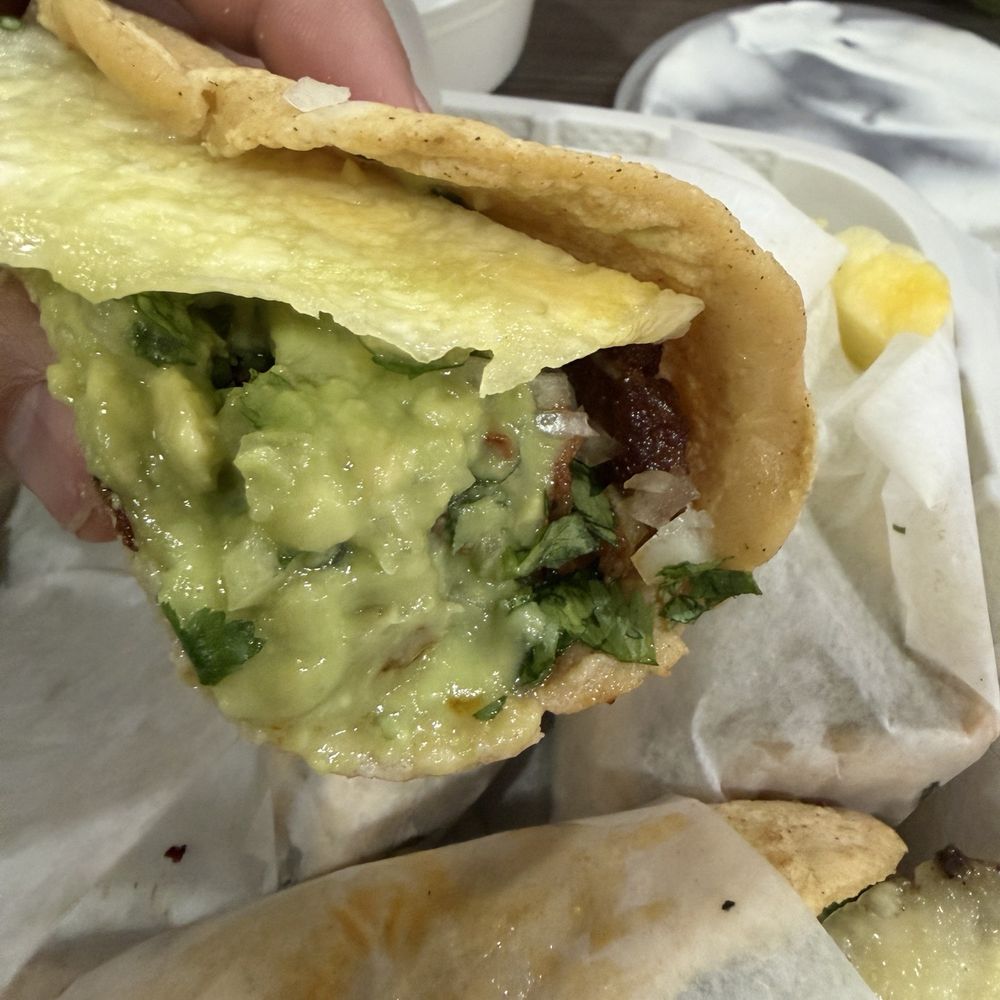 Tacqueria El Primo - Al pastor taco with a slice of - Tacos Near Me - San Leandro, California