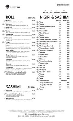 Menu photo 3 Sushi One Portland, OR