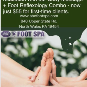 Abc Foot Spa - ABC FOOT SPA
840 Upper State Rd, North Wales PA 19454
Mon-Sun 10:00am-8:30pm
Website:
http://www.abcfootspa.com - Massage Therapy Near Me - North Wales, Pennsylvania