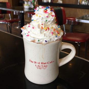 Red Hut Cafe Nevada - Hot Chocolate w/ sprinkles! - American Near Me - Stateline, Nevada Red Hut Cafe Nevada - Hot Chocolate w/ sprinkles! - American Near Me - Stateline, Nevada