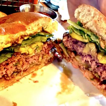The Hangry Bison - Build Your Own Bison Burger, cross section - New American Near Me - Winter Park, Florida The Hangry Bison - Build Your Own Bison Burger, cross section - New American Near Me - Winter Park, Florida