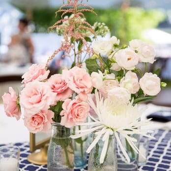 Holbrows Flowers Boston - Table arrangements in my Grandfather's antique bottles! - Florists Near Me - Quincy, Massachusetts