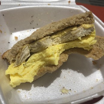 Chicken 'n Eggs - Chicken, cheese and egg sandwich on wheat bread. - Breakfast & Brunch Near Me - Columbus, Ohio