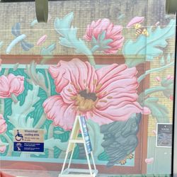 Cincinnati Bell Connector - A mural on Race St, north of Findlay Market, viewed from the Connector streetcar
