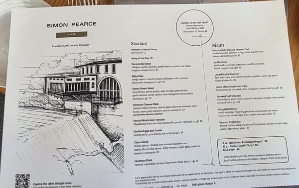 Menu photo 2 Simon Pearce Quechee, VT Menu photo 2 Simon Pearce Quechee, VT