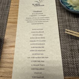 Omakase menu Omakase menu