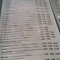 Mondiale-Pizza - Speisekarte