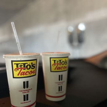 Tito's Tacos - two cups of tacos on a counter - Mexican Near Me - Culver City, California