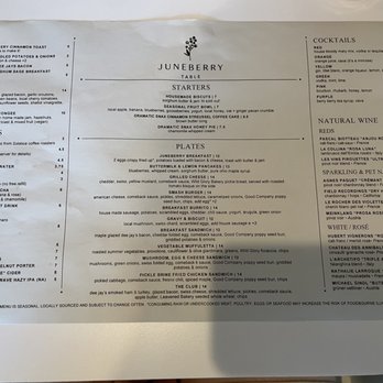 Juneberry Table - Menu 7/2022 - Breakfast & Brunch Near Me - Cleveland, Ohio