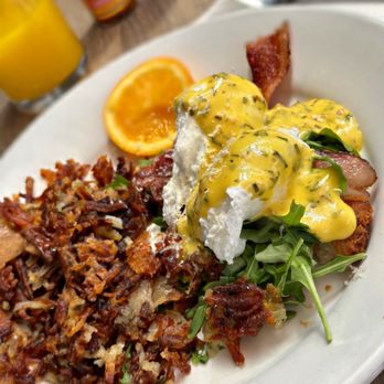 Shorehouse Kitchen - Crispy Parmesan Risotto & Honey Cured Bacon Benedict - Coffee & Tea Near Me - La Jolla, California
