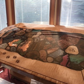 Hilltop Restaurant - Stunning table crafted with local minerals, metals and gems. Up for raffle with a donation to the animal shelter - Breakfast & Brunch Near Me - L'Anse, Michigan