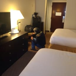 Our room! The double beds as a little tiny. There is a pull out couch