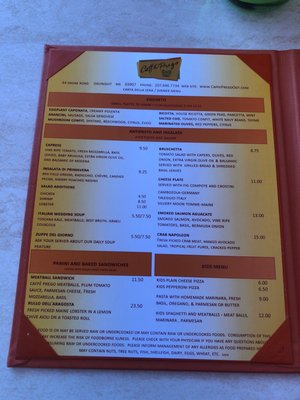 Menu photo 5 Caffe Prego Ogunquit, ME
