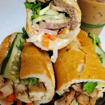 Le’s Banh Mi - Lemongrass Tofu (left), Saigon Special (top), and Lemongrass Chicken (right) with Vietnamese Coffee - Cafes Near Me - Honolulu, Hawaii Le’s Banh Mi - Lemongrass Tofu (left), Saigon Special (top), and Lemongrass Chicken (right) with Vietnamese Coffee - Cafes Near Me - Honolulu, Hawaii