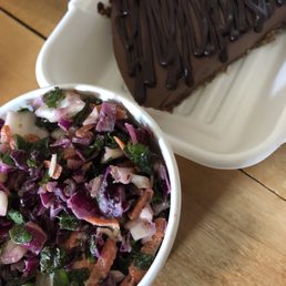 Super slaw and chocolate mouse pie. Yum! Super slaw and chocolate mouse pie. Yum!
