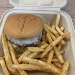 Kickin Jr burger and fries Kickin Jr burger and fries