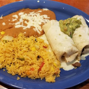 Don Peppers Mexican Grill  Cantina - Two burrito lunch special w/ guacamole, refried beans and yellow rice - Mexican Near Me - Ormond Beach, Florida