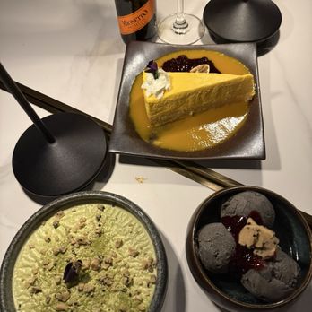 Seoul BAP - Matcha panna cotta, black sesame ice cream, mango yuzu cake - Korean Near Me - New York, New York