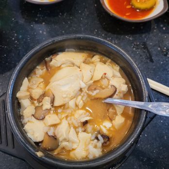 Kaju Tofu House - Tofu vegan soup with rice added - Korean Near Me - Allston, Massachusetts