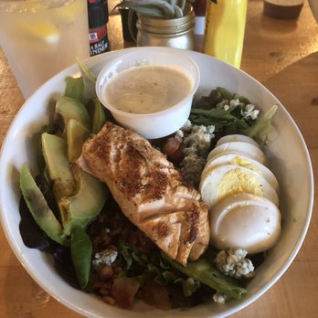 Lovely Day Cafe - Cobb salad with salmon - Breakfast & Brunch Near Me - Bedford, Texas Lovely Day Cafe - Cobb salad with salmon - Breakfast & Brunch Near Me - Bedford, Texas