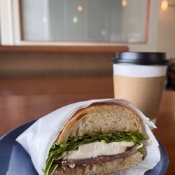 Ocelot Cafe & Bakery - the Reba sandwich and small white mocha