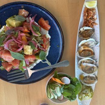 Nina May - Tomato salad, salad, and oysters - New American Near Me - Washington, DC, District of Columbia