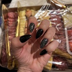 Ocean Nails & Spa - Black and gray stiletto nails