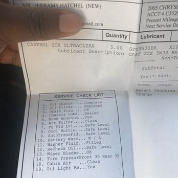 Take 5 Oil Change - all my information either spelled completely wrong or just not even right at all. - Oil Change Stations Near Me - Pensacola, Florida Take 5 Oil Change - all my information either spelled completely wrong or just not even right at all. - Oil Change Stations Near Me - Pensacola, Florida