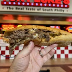 Tony Luke’s at Mohegan Pennsylvania - Cheeseteak with onions, mushrooms, cherry peppers, whiz and prov