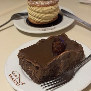 Omonia Cafe - Toffee Cake (front), Pistachio Paris Brest (back) - Bakeries Near Me - Astoria, New York